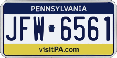 PA license plate JFW6561
