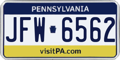PA license plate JFW6562