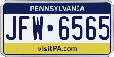 PA license plate JFW6565