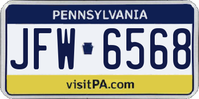 PA license plate JFW6568
