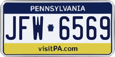 PA license plate JFW6569