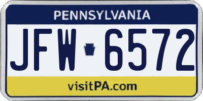 PA license plate JFW6572