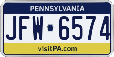 PA license plate JFW6574