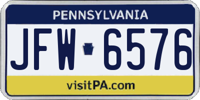PA license plate JFW6576