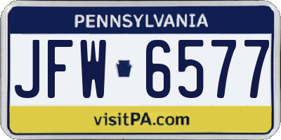 PA license plate JFW6577
