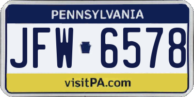 PA license plate JFW6578