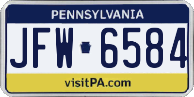 PA license plate JFW6584