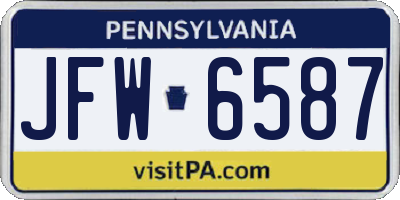 PA license plate JFW6587