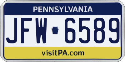 PA license plate JFW6589