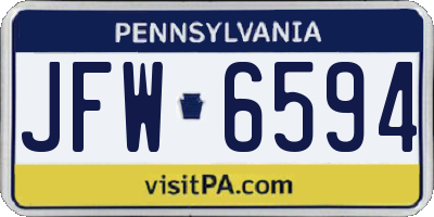 PA license plate JFW6594