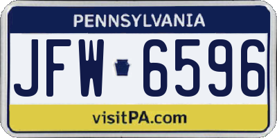 PA license plate JFW6596