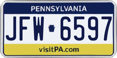 PA license plate JFW6597