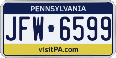 PA license plate JFW6599