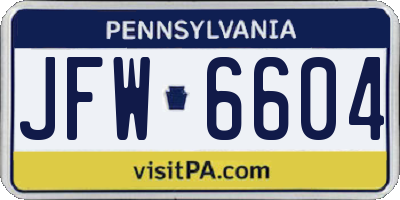 PA license plate JFW6604