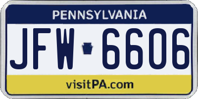 PA license plate JFW6606
