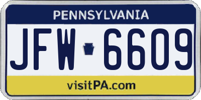 PA license plate JFW6609