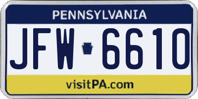 PA license plate JFW6610