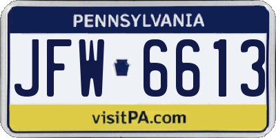 PA license plate JFW6613