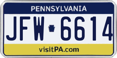 PA license plate JFW6614