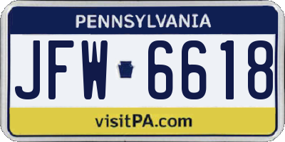PA license plate JFW6618