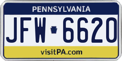 PA license plate JFW6620