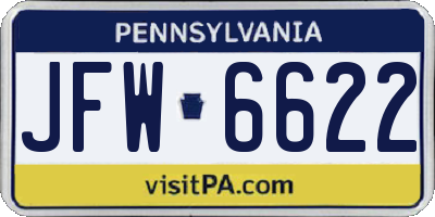 PA license plate JFW6622