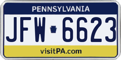 PA license plate JFW6623