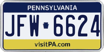 PA license plate JFW6624