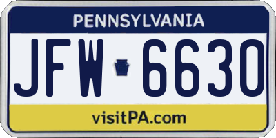 PA license plate JFW6630