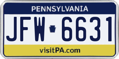 PA license plate JFW6631