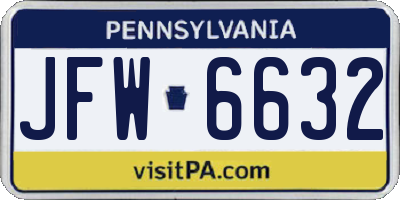 PA license plate JFW6632