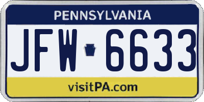 PA license plate JFW6633
