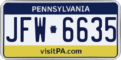PA license plate JFW6635