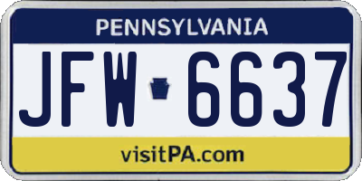 PA license plate JFW6637