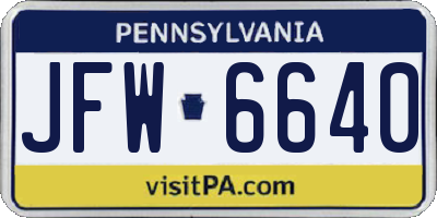 PA license plate JFW6640