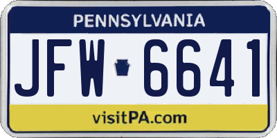 PA license plate JFW6641