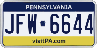 PA license plate JFW6644