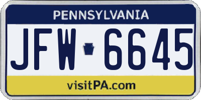 PA license plate JFW6645