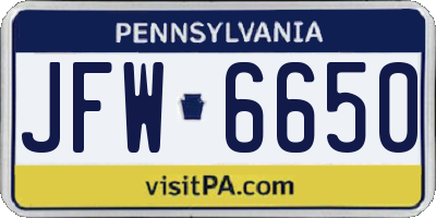 PA license plate JFW6650