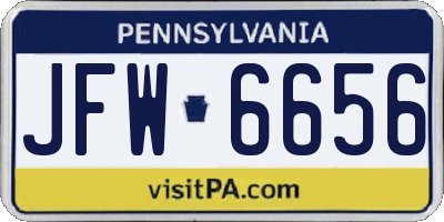 PA license plate JFW6656