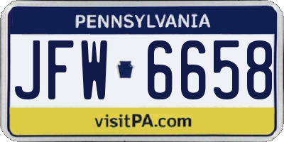 PA license plate JFW6658