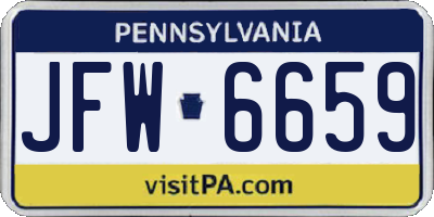 PA license plate JFW6659