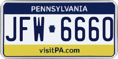 PA license plate JFW6660