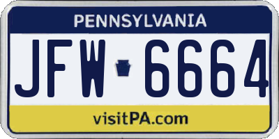 PA license plate JFW6664