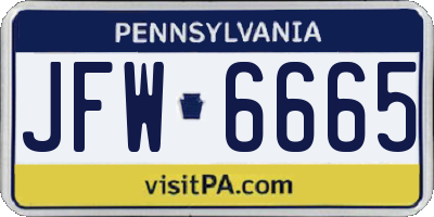 PA license plate JFW6665