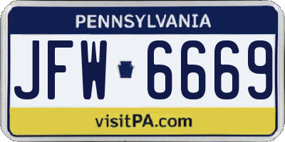 PA license plate JFW6669
