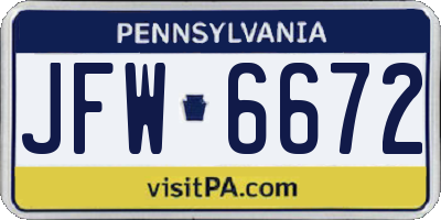 PA license plate JFW6672