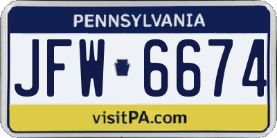 PA license plate JFW6674