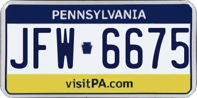 PA license plate JFW6675