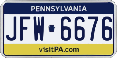PA license plate JFW6676